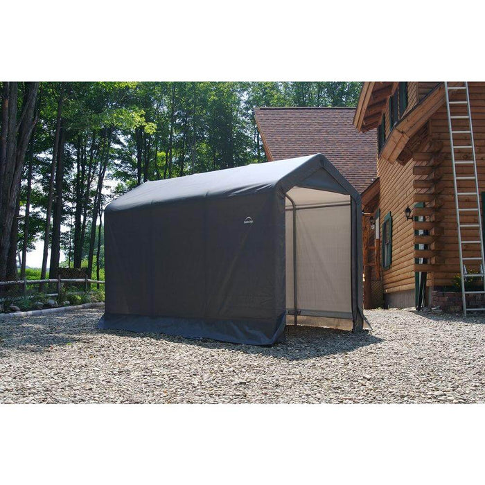 ShelterLogic Shed-In-A-Box 6×10×6'6" Peak Style Storage Shed in Grey - Full View
