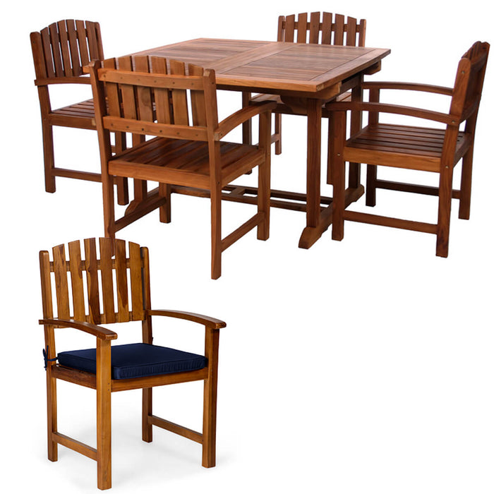 5-Piece Butterfly Extension Table Dining Chair Set - Full View Blue