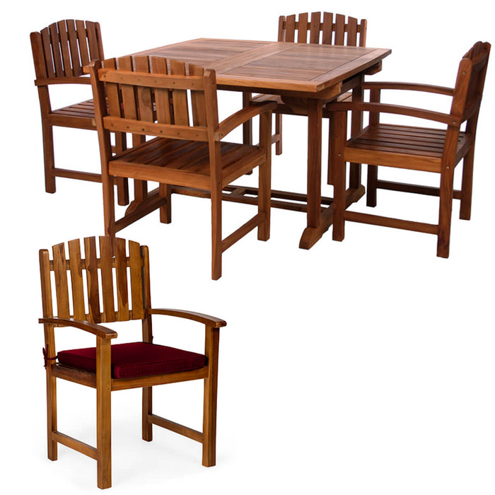 5-Piece Butterfly Extension Table Dining Chair Set - Full View Red 