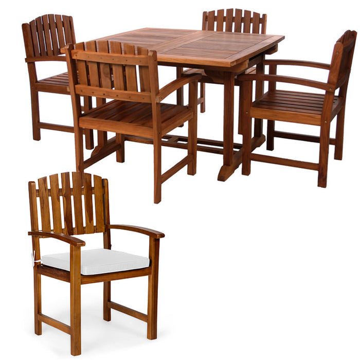 5-Piece Butterfly Extension Table Dining Chair Set - White