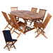 7-Piece Oval Extension Table Folding Chair Set - Full View Blue