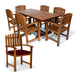 7-Piece Twin Butterfly Leaf Teak Extension Table Dining Chair Set - Full View Red