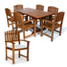7-Piece Twin Butterfly Leaf Teak Extension Table Dining Chair Set - Full View White