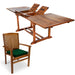7-Piece Twin Butterfly Leaf Teak Extension Table Stacking Chair Set - Full View Green
