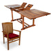 7-Piece Twin Butterfly Leaf Teak Extension Table Stacking Chair Set - Full View Red