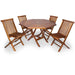 5-Piece 4-ft Teak Octagon Folding Table and Folding Chair Set - Full View