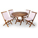 5-Piece 4-ft Teak Round Folding Table Set Folding Chair Set - Full View Royal White