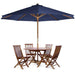 6pc 4-ft teak octagon folding table & chairs with blue umbrella