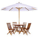 6pc 4-ft teak octagon folding table & chairs with royal white umbrella