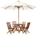 6pc 4-ft teak octagon folding table & chairs with white umbrella
