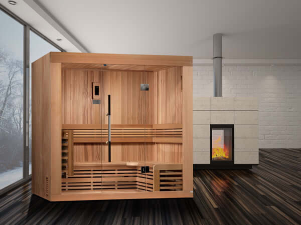 Golden Designs - Copenhagen Edition 3-Person Traditional Steam Sauna in Canadian Red Cedar - Indoor