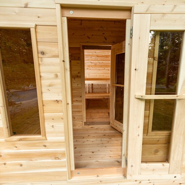 ct georgian cabin sauna with changeroom CTC88CW window pov