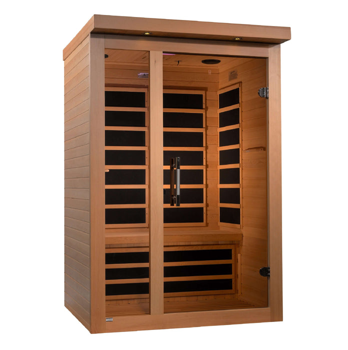 Golden Designs - Dynamic Llumeneres 2-person FAR Infrared Sauna with Ultra Low EMF in Canadian Hemlock - Full View
