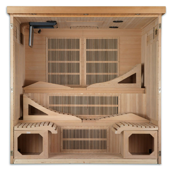Golden Designs - Dynamic Monaco 6-Person FAR Infrared Sauna with Ultra Low EMF in Canadian Hemlock - Inside View
