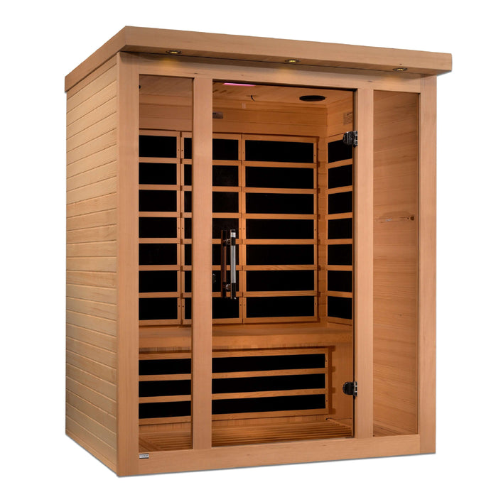 Golden Designs - Dynamic Vila 3-person Infrared Sauna with Ultra Low EMF in Canadian Hemlock - Full View