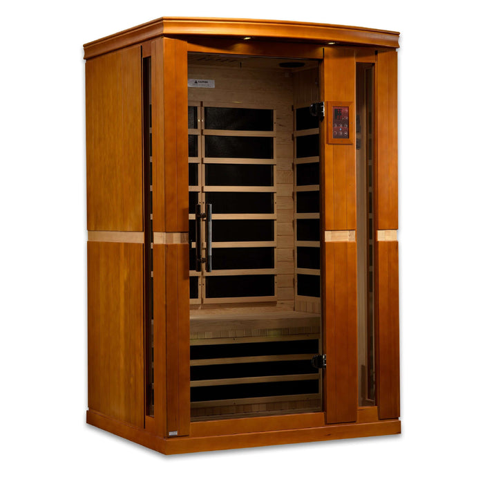 Golden Designs - Dynamic Vittoria 2-person FAR Infrared Sauna with Low EMF in Canadian Hemlock - Full View