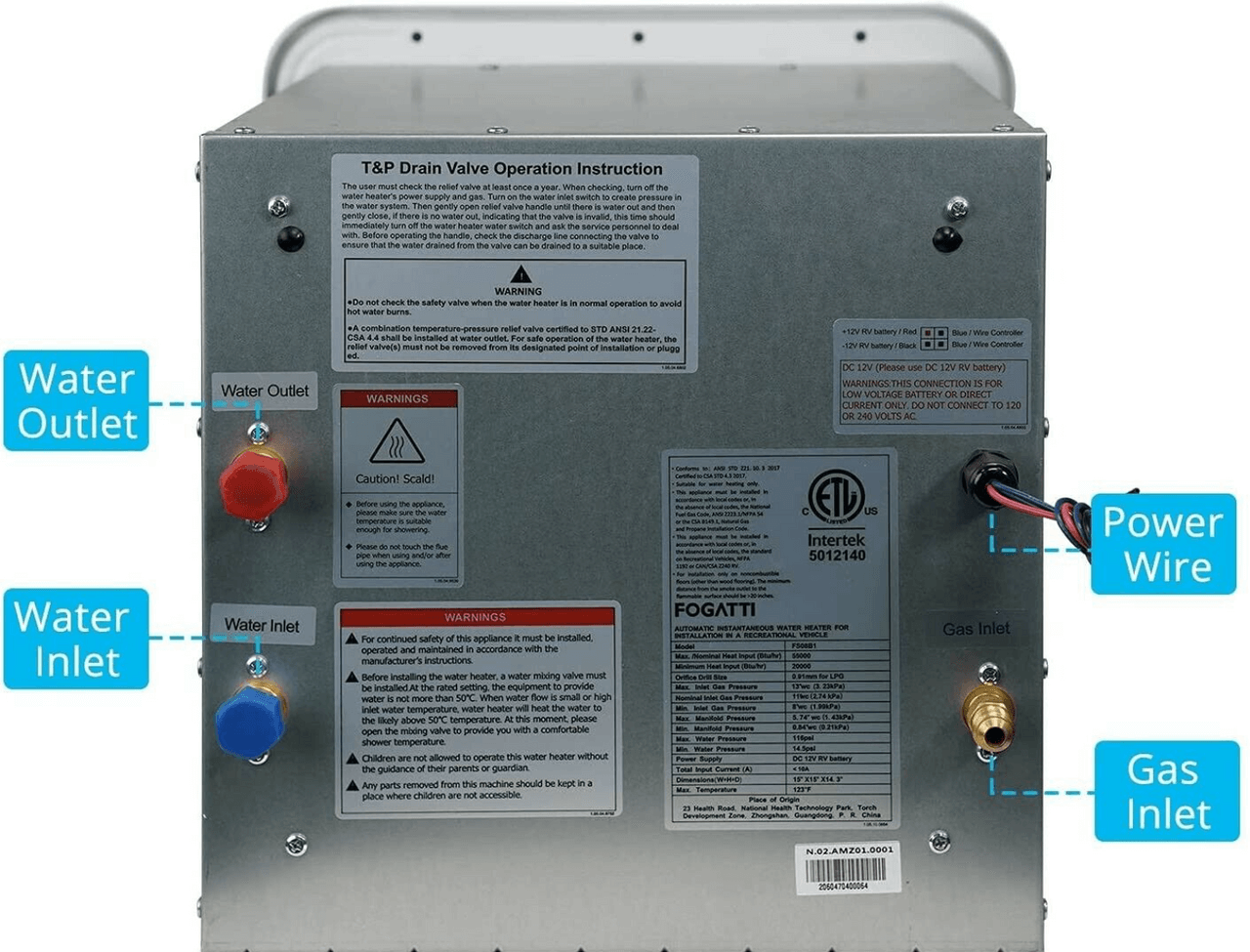 RV Tankless Water Heater with Remote Controller, 42,000 BTU FOGATTI