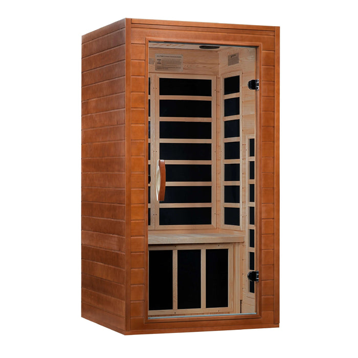 Golden Designs Dynamic Avila 1-2-person Infrared Sauna with Low EMF in Canadian Hemlock - Full View