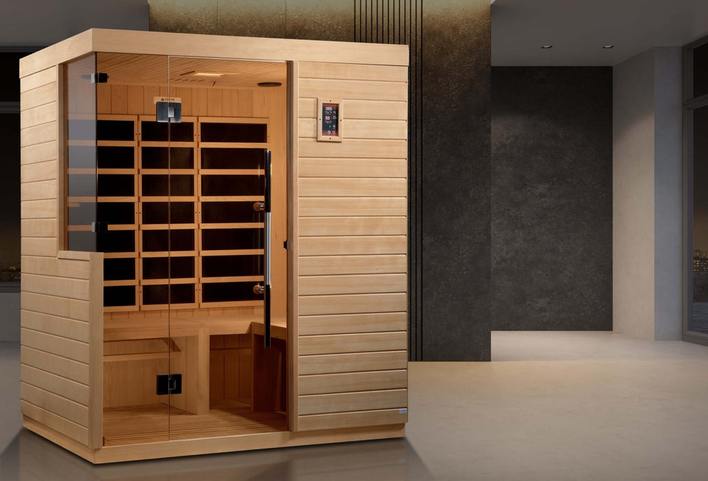 Golden Designs - Dynamic Bilbao 3-person Infrared Sauna with Ultra Low EMF in Canadian Hemlock - Indoor