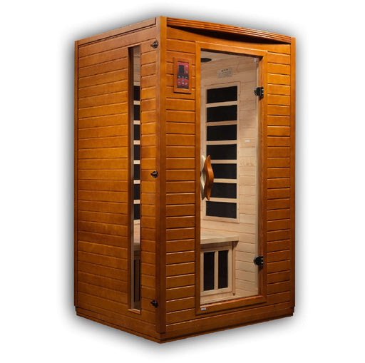 Golden Designs - Dynamic Versailles 2-person FAR Infrared Sauna with Low EMF in Canadian Hemlock - Full View