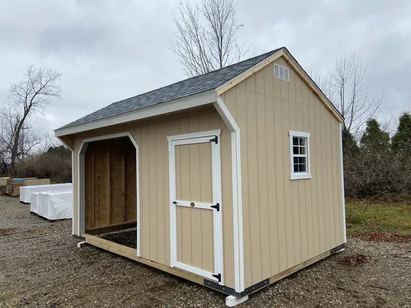 little cottage company 10x16 run in animal shelter with tack room main