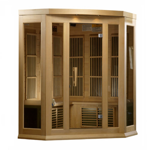 Golden Designs - Maxxus Corner 3-Person FAR Infrared Sauna with Low EMF in Canadian Hemlock - Main