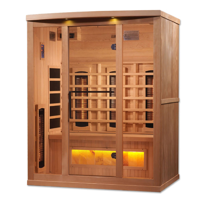 Golden Designs - Reserve Edition 3-Person Full Spectrum Infrared Sauna with Himalayan Salt Bar - Isolated