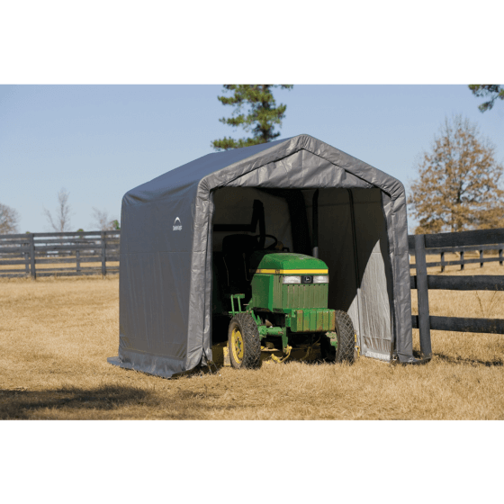 shelterlogic 10x10x8 shed in a box with tractor