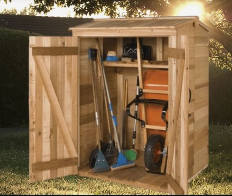 Cedarshed DIY 4x4 Green Pod Wooden Garbage Can & Recycling Bin Shed Kits - Full View